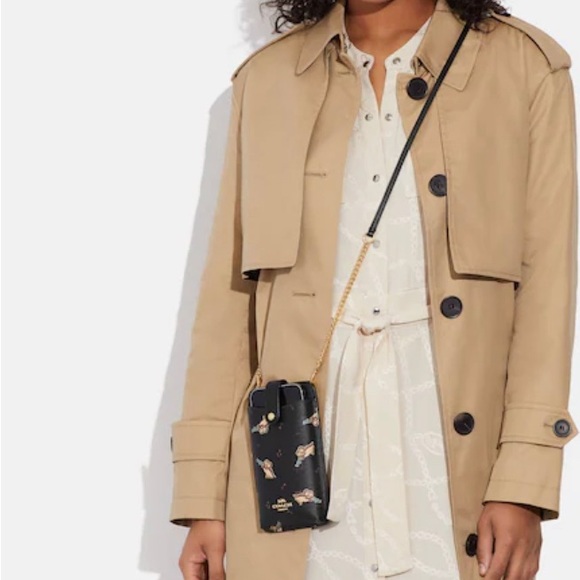 Authentic COACH Printed Penguins coated canvas/smooth leather phone/cards Crosby - Picture 2 of 11